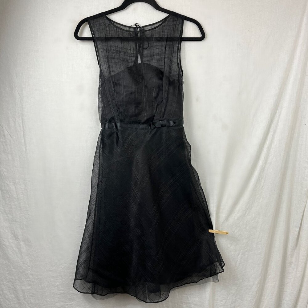Express Silk High Neckline Party Dress Sz 2 Sheer Special Occasion Goth‎ Tulle